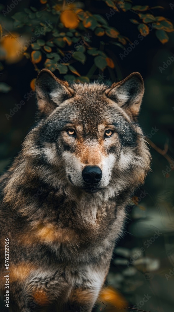 Fototapeta premium European gray wolf on nature background