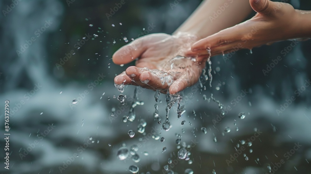 Fototapeta premium Hands Catching Water Droplets