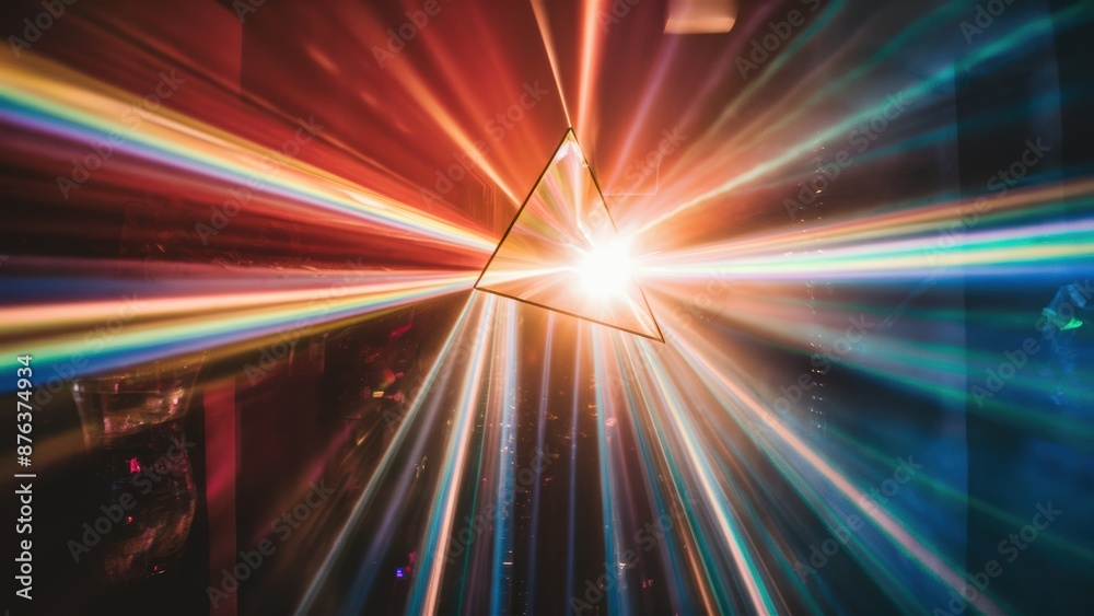 A light beam is shining through a triangle shaped object, AI A light beam is shining through a triangle shaped object, AI