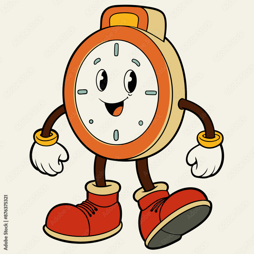hand drawing cute retro cartoon clock with boo hand drawing cute retro cartoon clock with boo
