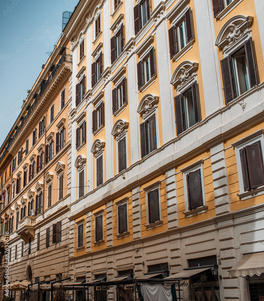 Textured colourful facade of old building in Rome, Italy. Textured colourful facade of old building in Rome, Italy.