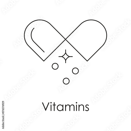 Vitamins Icon: Essential Nutrient Vector for Health with editable stroke.