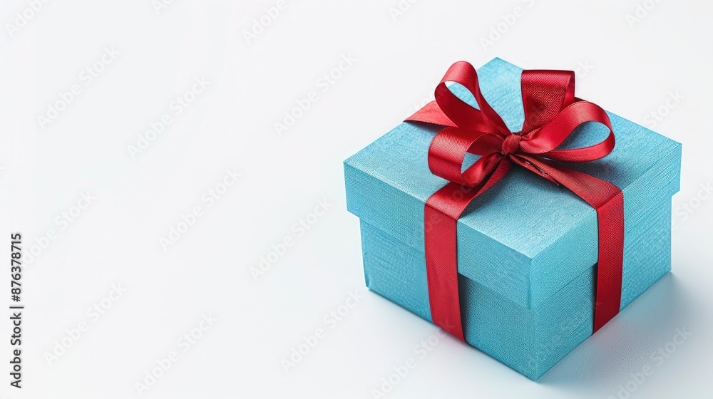 Blue Gift Box Used During The Christmas Festival, Isolated On A White Background Blue Gift Box Used During The Christmas Festival, Isolated On A White Background