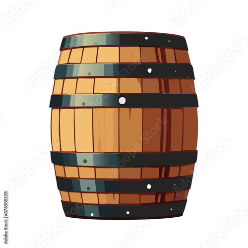 Traditional Wooden Wine Barrel Illustration