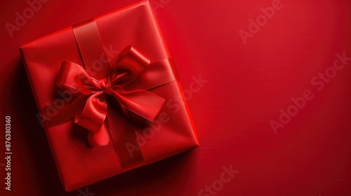 Christmas Anniversary, Birthday, And Holiday Celebrations With A Red Gift Backdrop © PixelGen