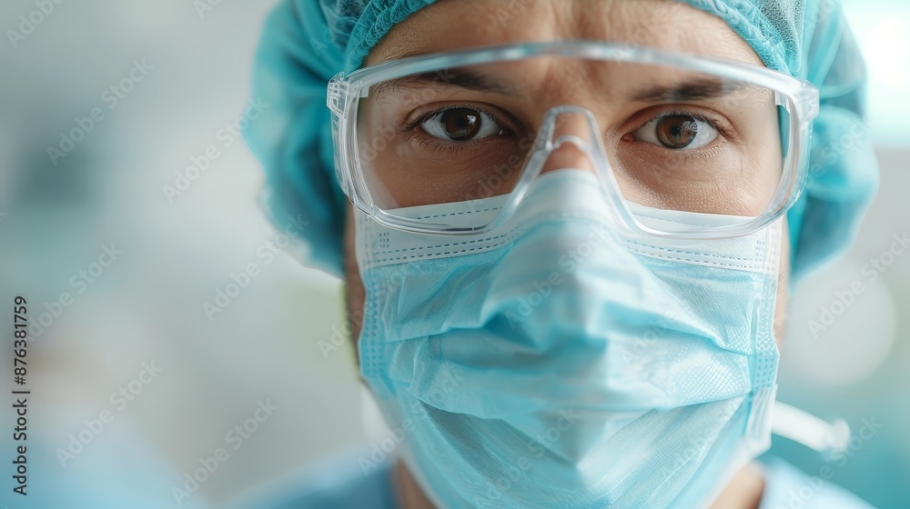 Surgeon preparing for a delicate procedure, realistic, focused lighting Surgeon preparing for a delicate procedure, realistic, focused lighting