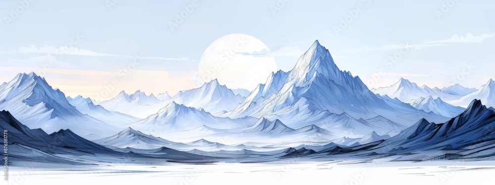 Simple pencil drawing of distant mountain range. Simple pencil drawing of distant mountain range.