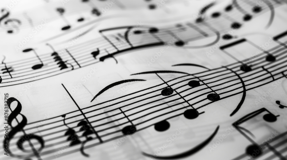 Images in black and white show music notes and treble signs. Images in black and white show music notes and treble signs.