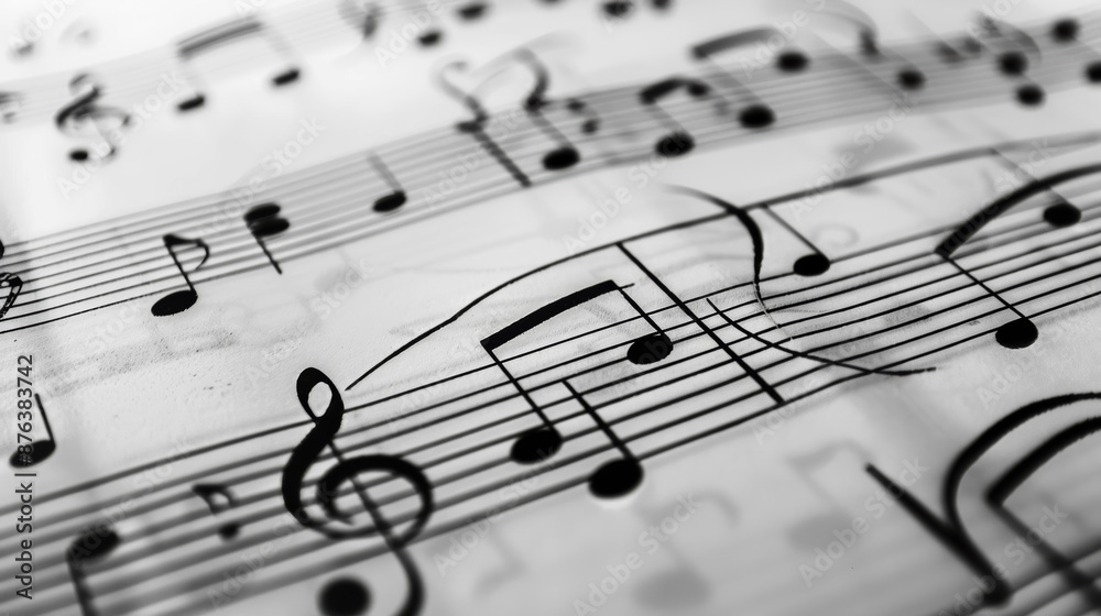 Images in black and white show music notes and treble signs. Images in black and white show music notes and treble signs.