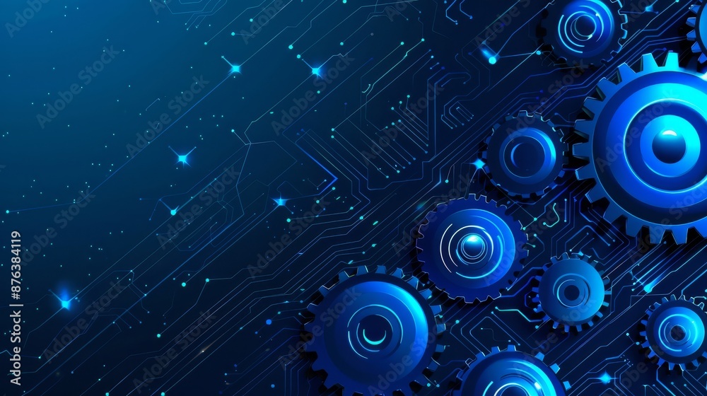 Obraz premium A blue background with many gears on it