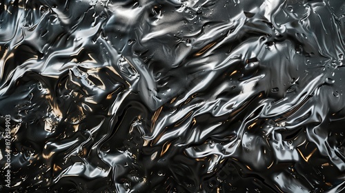 Abstract black and silver liquid texture