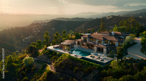 Vue panoramique sublime : Un joyau architectural niché dans les collines de Los Angeles photo