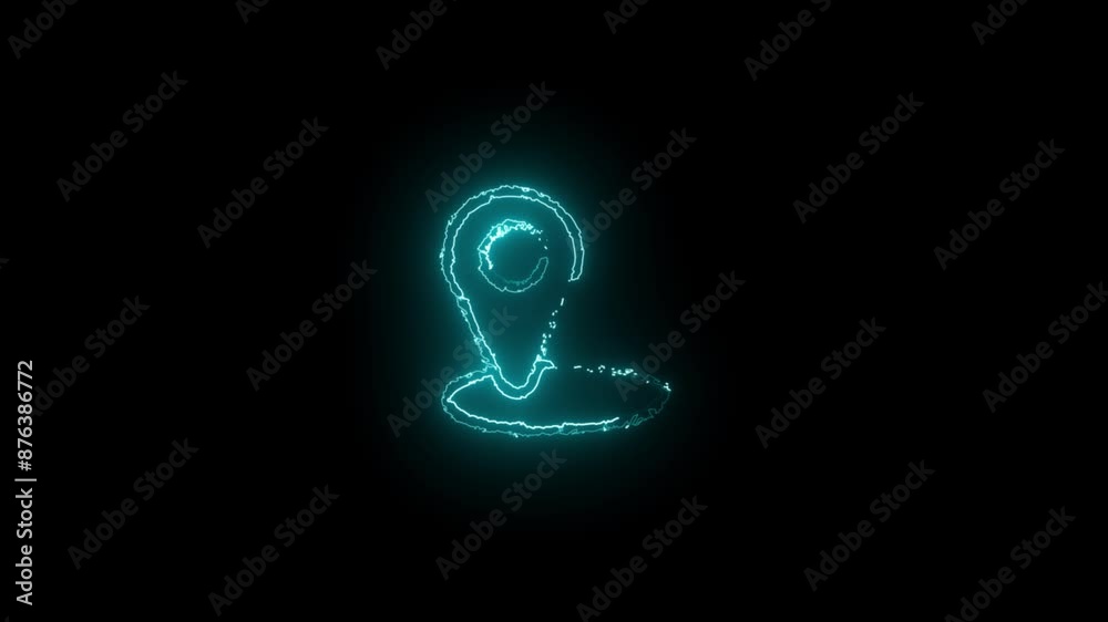 Neon Line Light Animated Location Icon.Style Map Pointer icon. Neon Line Light Animated Location Icon.Style Map Pointer icon.