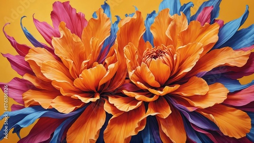 A large flower with a dark backdrop, shown in a highly detailed digital close-up painting