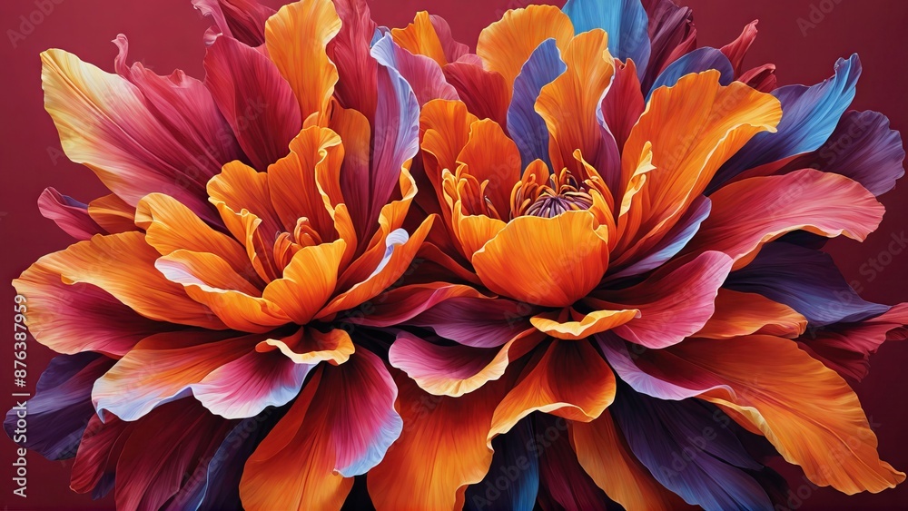 A large flower with a dark backdrop, shown in a highly detailed digital close-up painting A large flower with a dark backdrop, shown in a highly detailed digital close-up painting