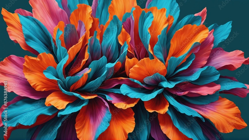 A large flower with a dark backdrop, shown in a highly detailed digital close-up painting A large flower with a dark backdrop, shown in a highly detailed digital close-up painting