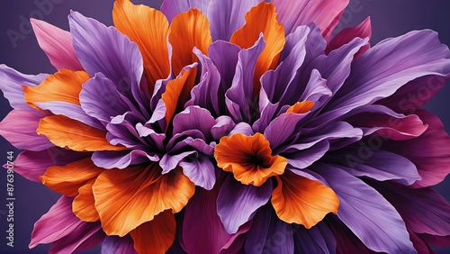 A large flower with a dark backdrop, shown in a highly detailed digital close-up painting