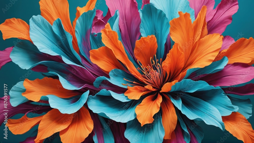 A large flower with a dark backdrop, shown in a highly detailed digital close-up painting A large flower with a dark backdrop, shown in a highly detailed digital close-up painting