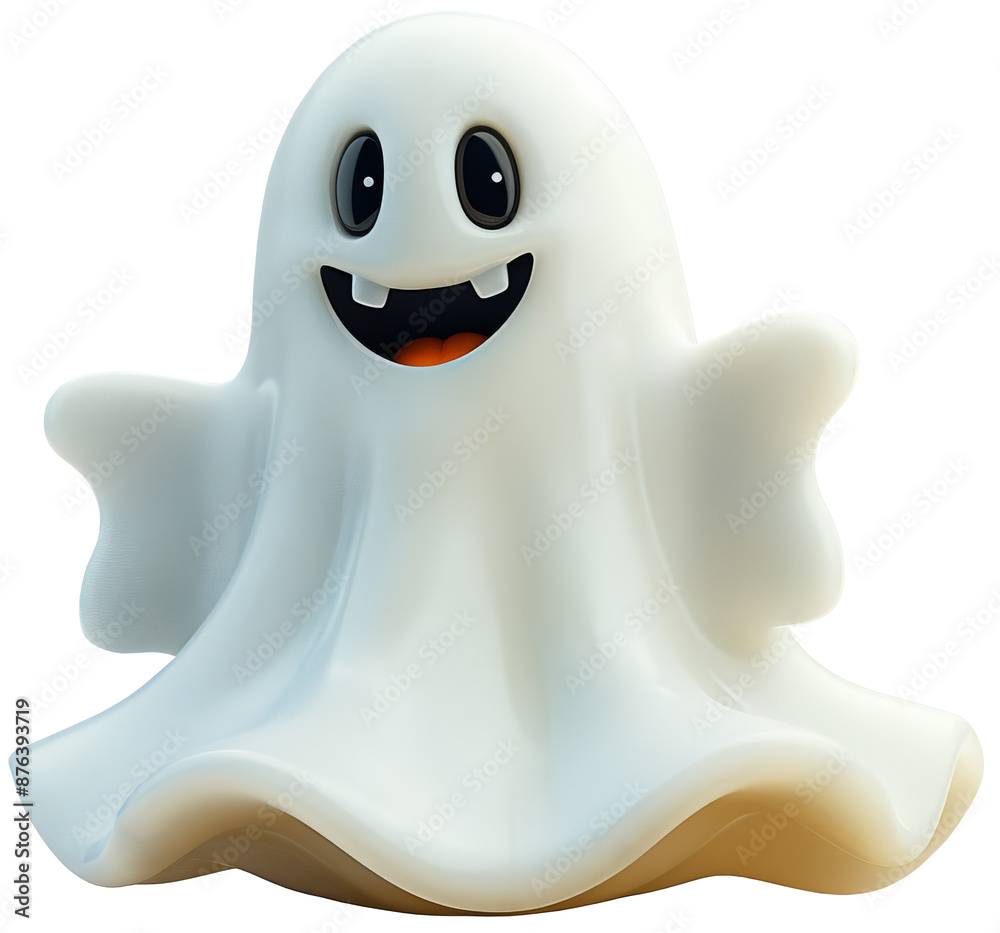 Cartoon little funny ghost smiling. Transparent isolated background Cartoon little funny ghost smiling. Transparent isolated background
