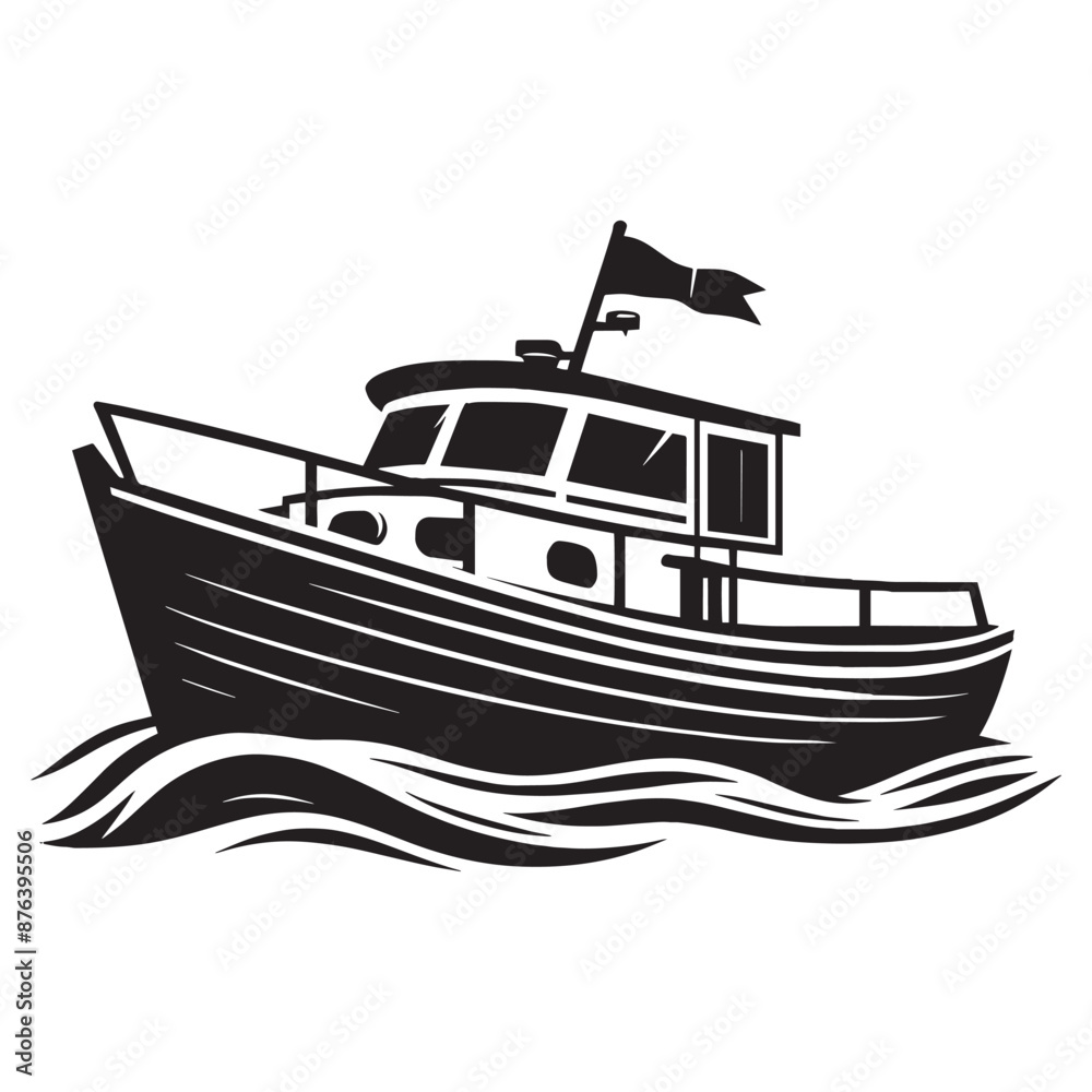 Boat silhouette vector illustration isolated on a white background Boat silhouette vector illustration isolated on a white background