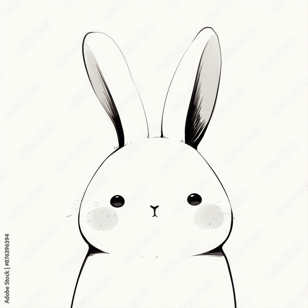 Obraz premium Minimalist black line art of a bunny rabbit