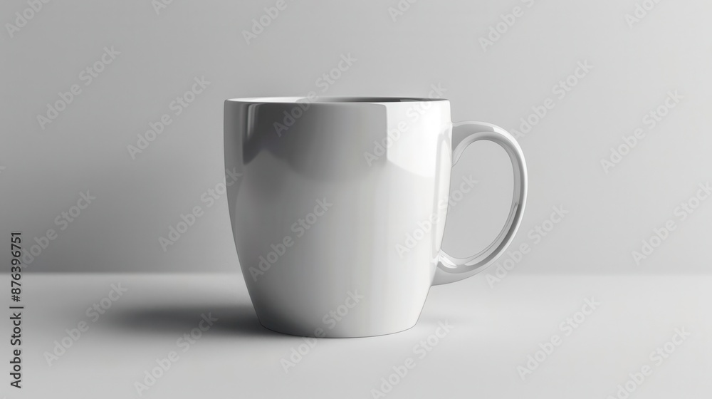 Fototapeta premium Elegant mug mockup, plain white background with soft shadows