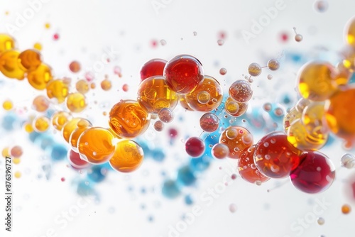 Diagram of enzymes acting on carbohydrates, proteins, and fats, educational style, isolated white background, copy space
