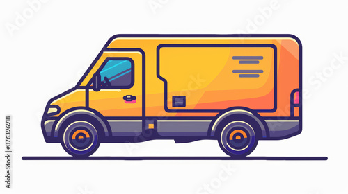 Delivery truck sign icon in a comic style. Vector cartoon illustration of a van on a white isolated background, with a splash effect. Represents cargo car business concept.