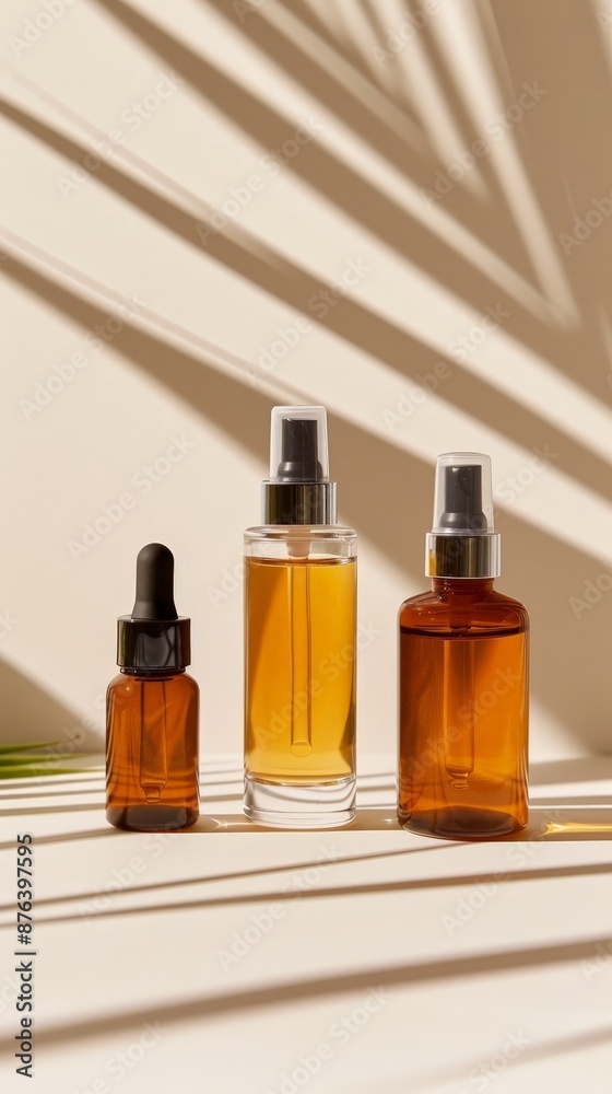Features in a complete skincare routine, realistic, clear products Features in a complete skincare routine, realistic, clear products