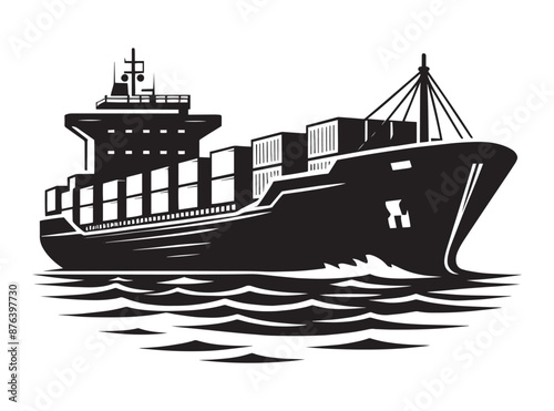 Cargo ship with containers vector illustration isolated on a white background