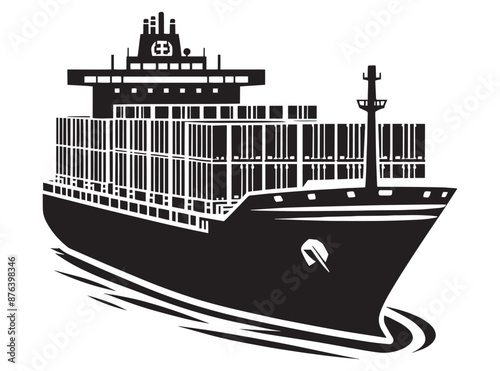 Cargo ship with containers vector illustration isolated on a white background