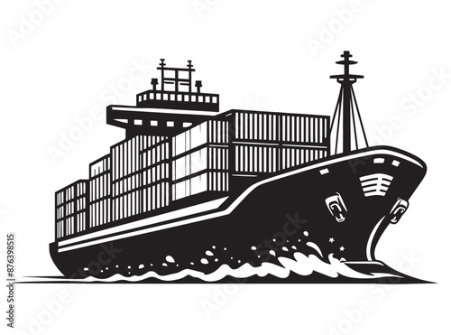 Cargo ship with containers vector illustration isolated on a white background