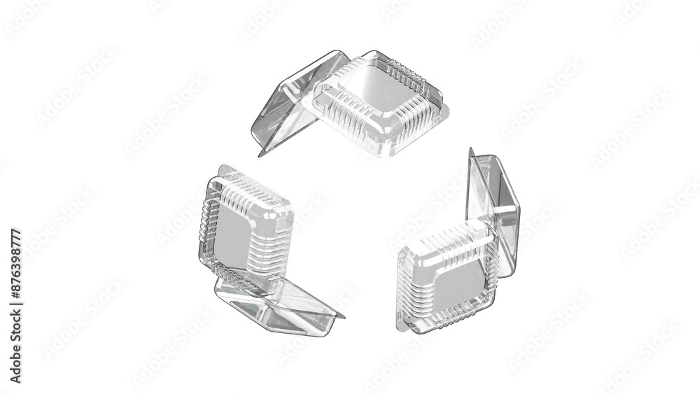 disposable plastic food packaging form mobius loop or recycling symbol, 3d render disposable plastic food packaging form mobius loop or recycling symbol, 3d render