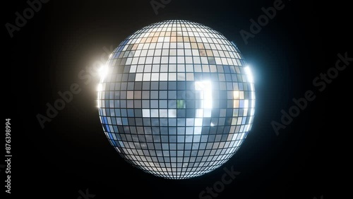 Rotating shiny disco ball with black empty background - Seamless Loop - 3D Render
