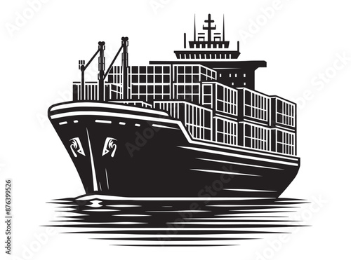 Cargo ship with containers vector illustration isolated on a white background