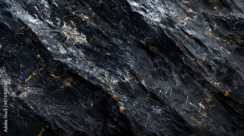 A detailed view of polished black marble