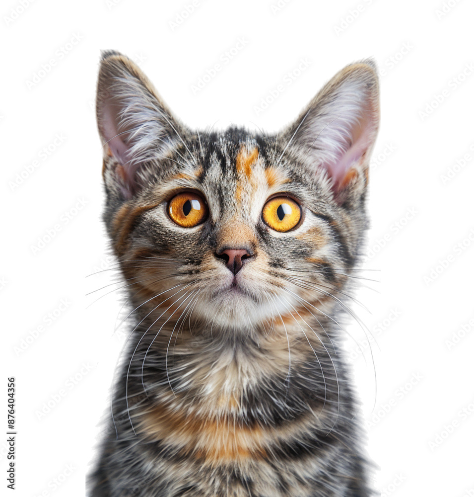 Obraz premium a cat with orange eyes and yellow eyes on isolated transparent background