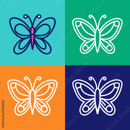 lineicons a set of four beautifully butterfly photo