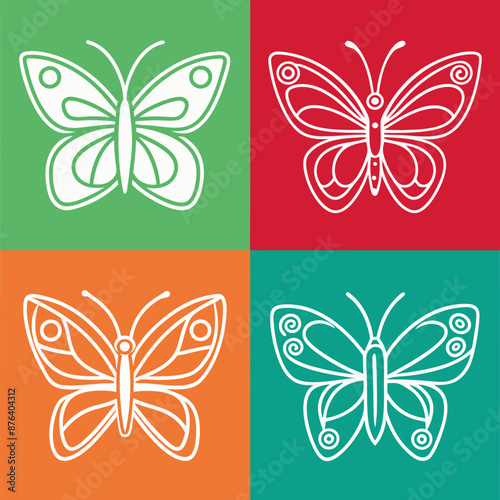 lineicons a set of four beautifully butterfly photo