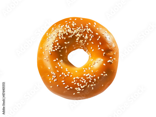 Fresh bagel, top view, isolated on transparent background, png