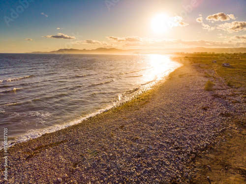 Aerial view. Shoreline sea coast in Spain. photo