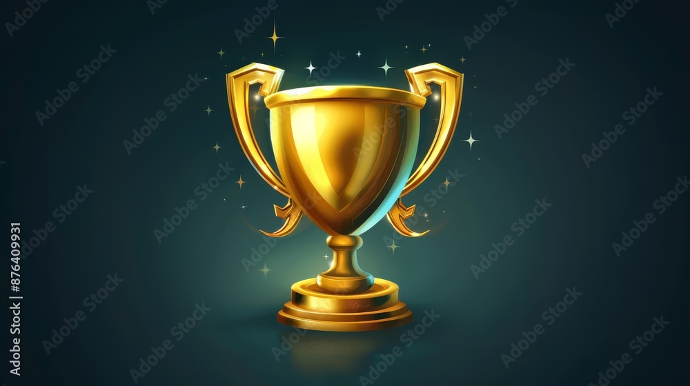 Gold trophy illustration. Beautiful gold cup concept Gold trophy illustration. Beautiful gold cup concept