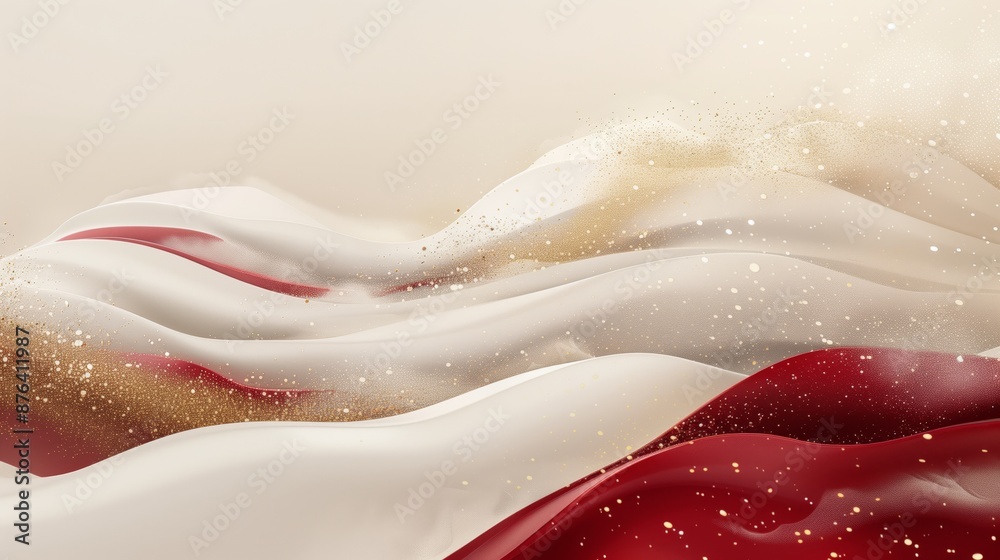Obraz premium An abstract ink painting with white, dark red and a gold gradient.