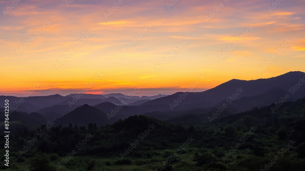 Obraz premium Sunset landscape beautiful mountains