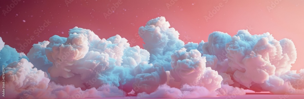 White Clouds Floating Through a Pink Sky at Sunset White Clouds Floating Through a Pink Sky at Sunset