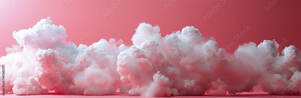 White Clouds Floating Through a Pink Sky at Sunset White Clouds Floating Through a Pink Sky at Sunset