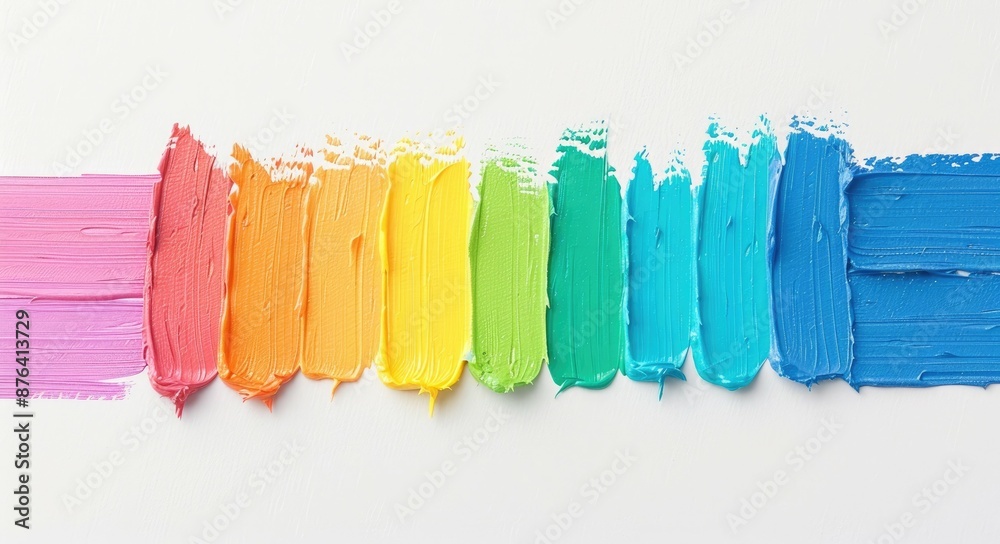 Fototapeta premium Radiant Rainbow Artistry, Vibrant Brush Stroke in Colorful Spectrum for Art Conceptual Design