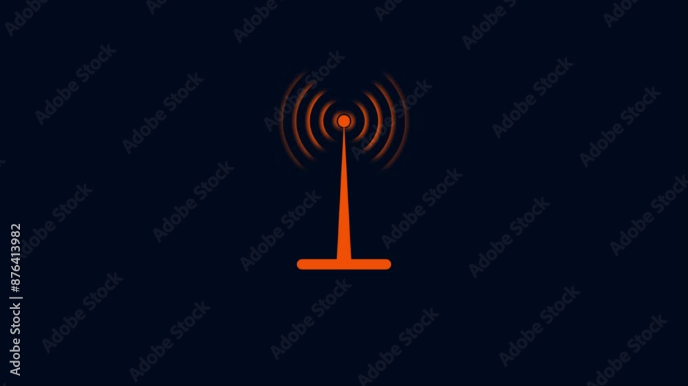 radio waves spreading. animation of signal wave transmitter wifi connection.