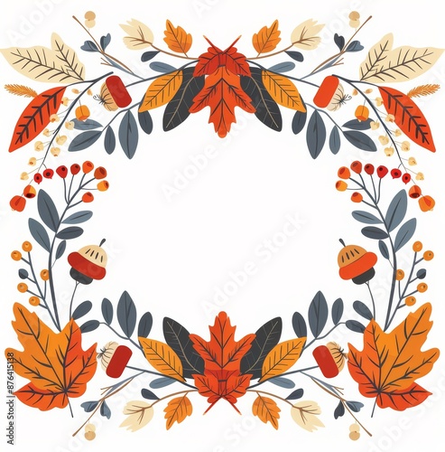 Autumn Leaves and Berries Square Frame