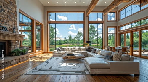 Modern Living Room With Large Windows And Natural Light